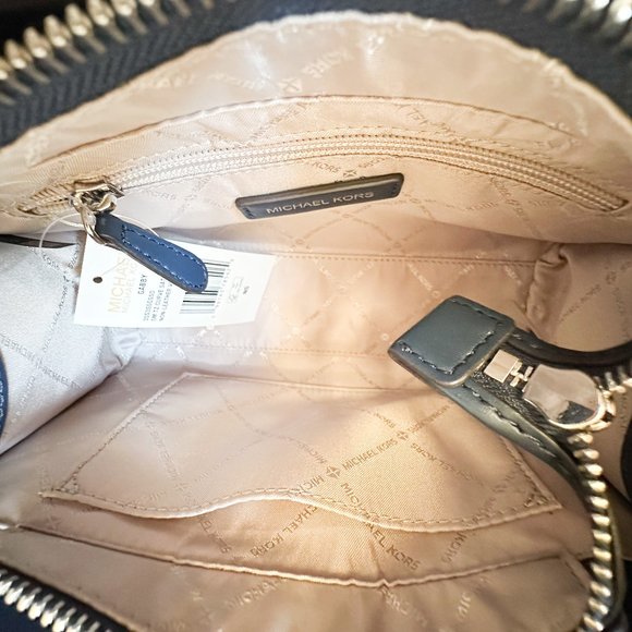 Michael Kors Gabby Small Satchel Top Zip Shoulder Crossbody Bag Navy - Picture 11 of 13